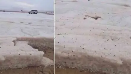 Snow in Desert | ఎడారి దేశంలో మంచు తుపాన్.. UAEలో వడగండ్ల వానలతో ఆశ్చర్యంలో ప్రజలు!