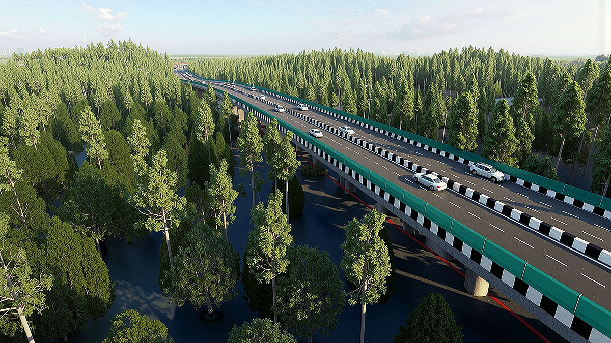 Delhi Dehradun elevated wildlife corridor passing through forest