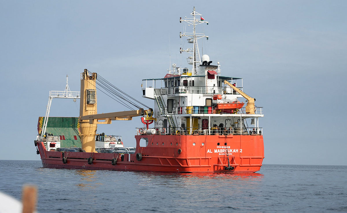 Cargo vessel sailing in Strait of Hormuz amid rising US-Iran tensions