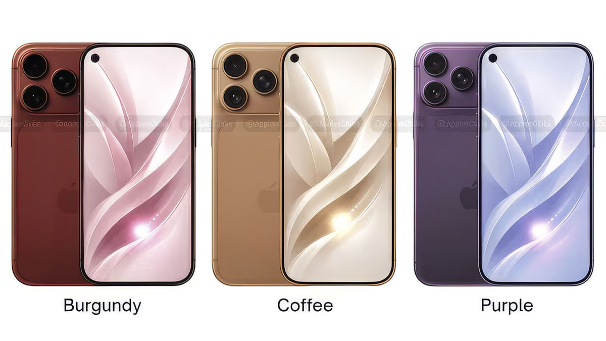 Apple iPhone 18 Pro and Pro Max models in burgundy, gold and purple color options