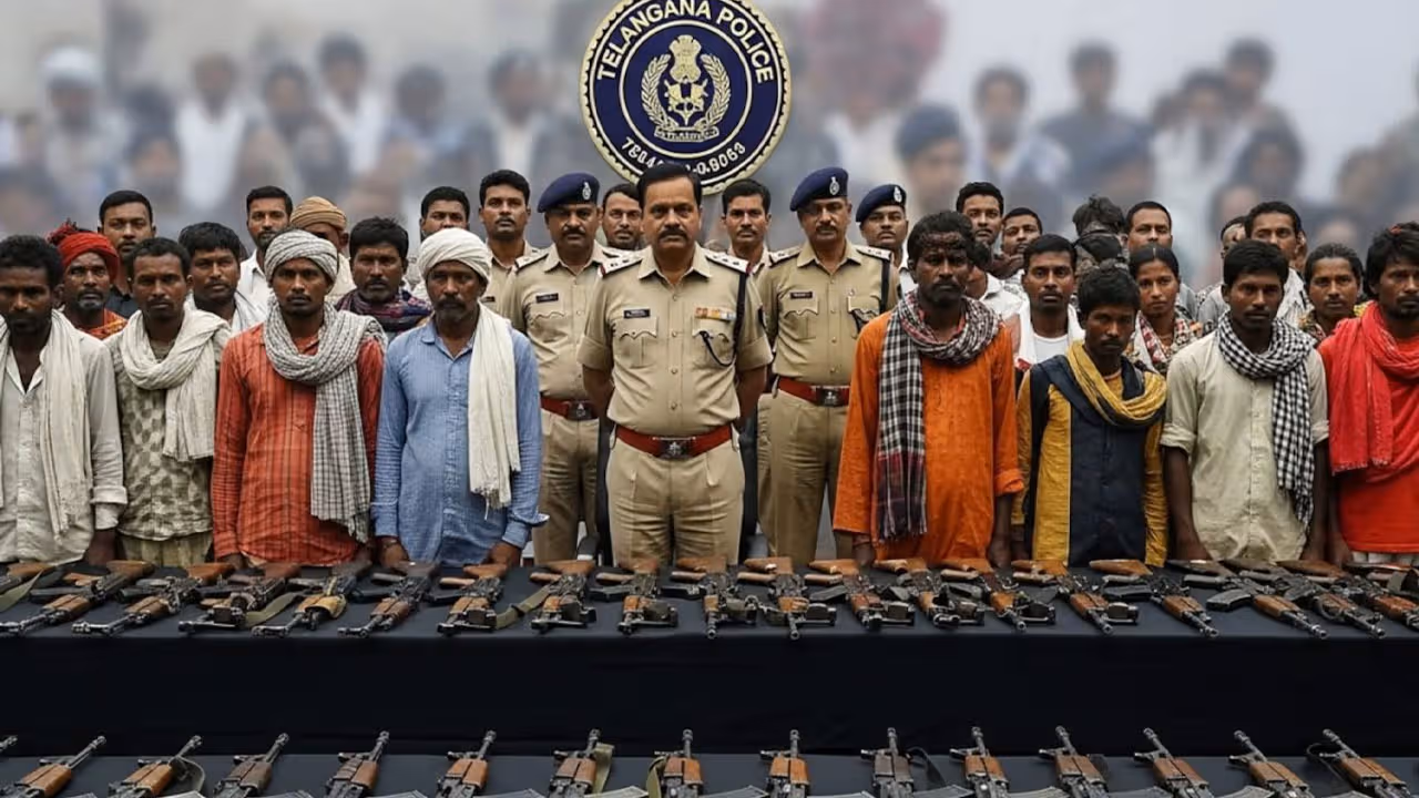 తెలంగాణ డీజీపీ ముందు 47మంది మావోయిస్టుల లొంగుబాటు