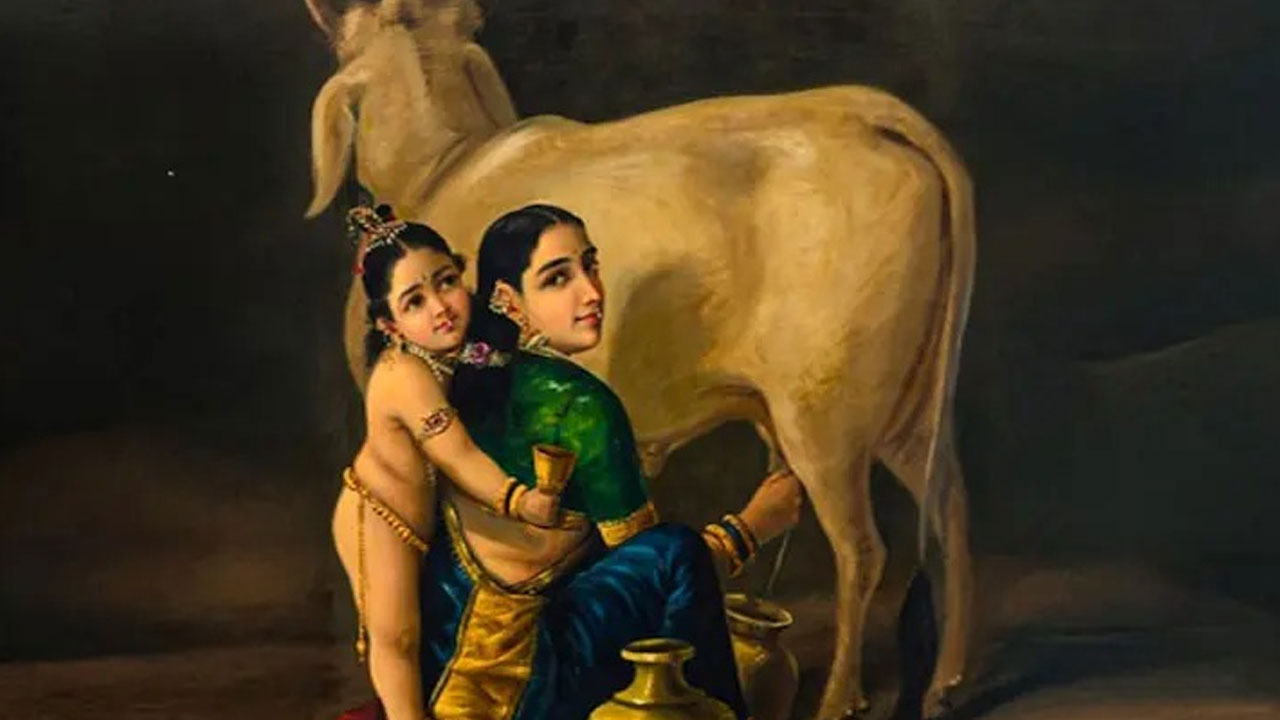 Ravi Varma's Yashoda and Krishna Art