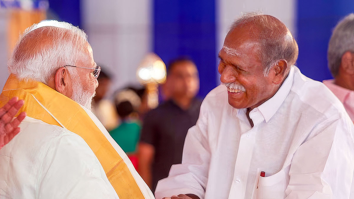 పుదుచ్చేరి ఎన్నికల్లో ఎన్డీఏ నాయకత్వాన్ని ప్రతిబింబిస్తున్న చిత్రం