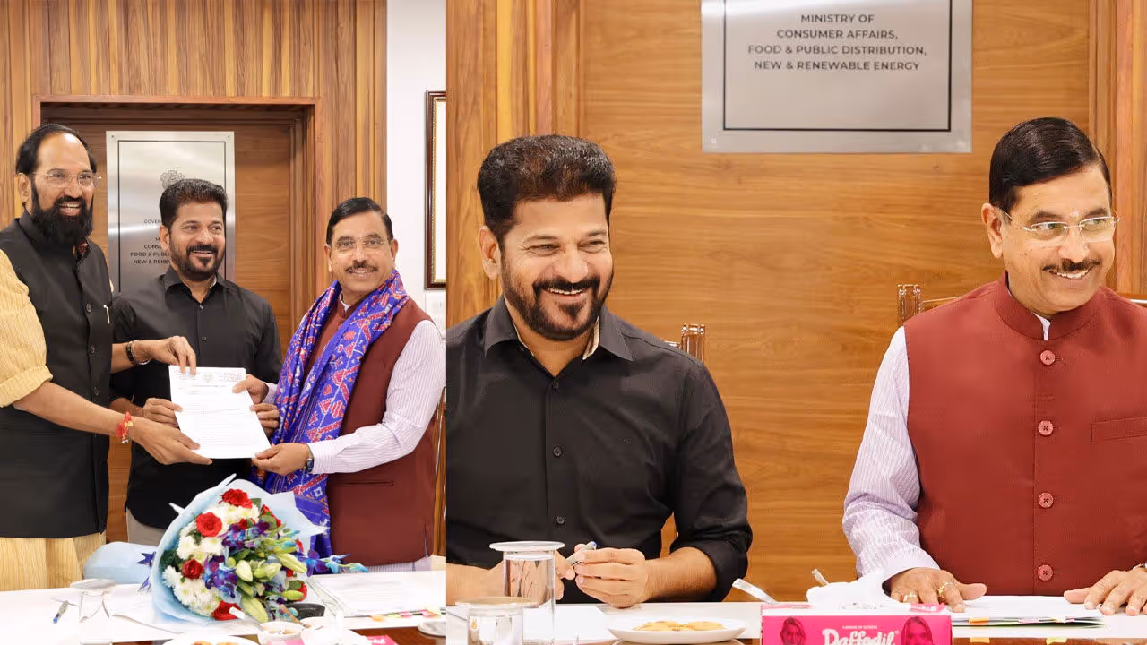 బాయిల్డ్ రైస్ తీసుకోండి: కేంద్ర మంత్రికి సీఎం రేవంత్, మంత్రి ఉత్తమ్ ల వినతి