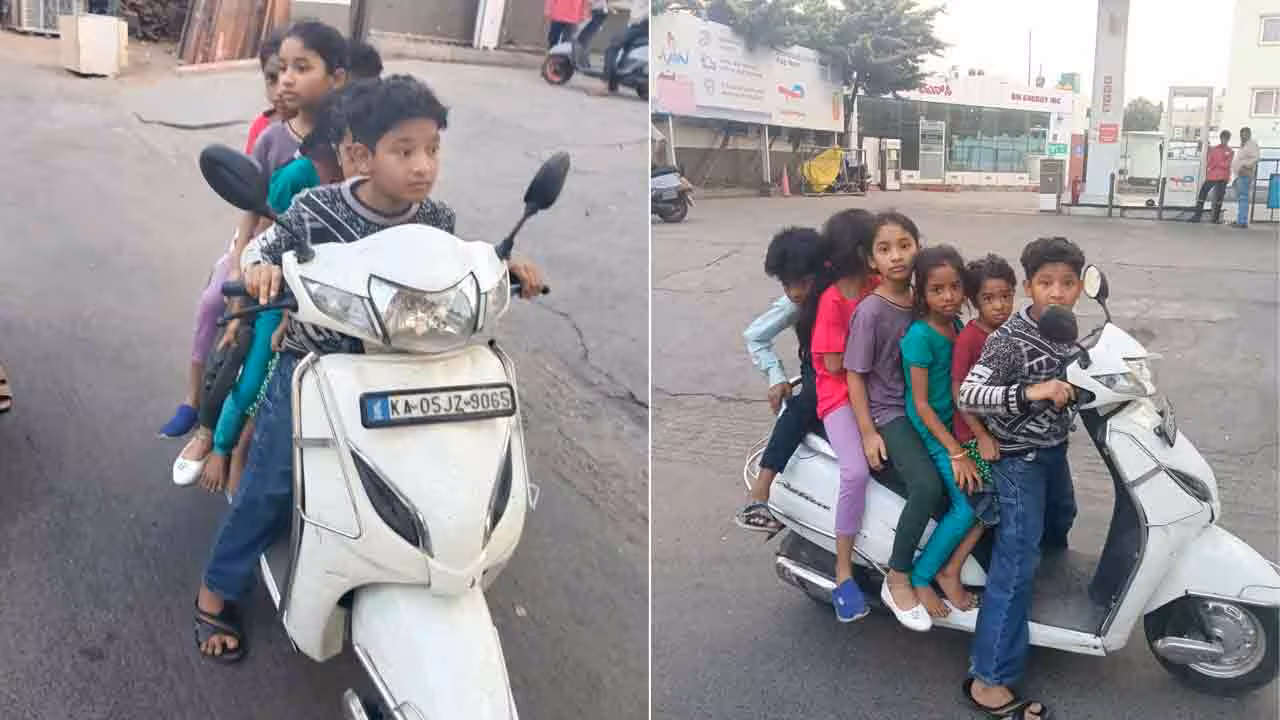 Viral Photo | ఒకే స్కూటర్‌పై ఆరుగురు చిన్నారులు.. బెంగళూరులో తీసిన ఫొటో వైరల్!
