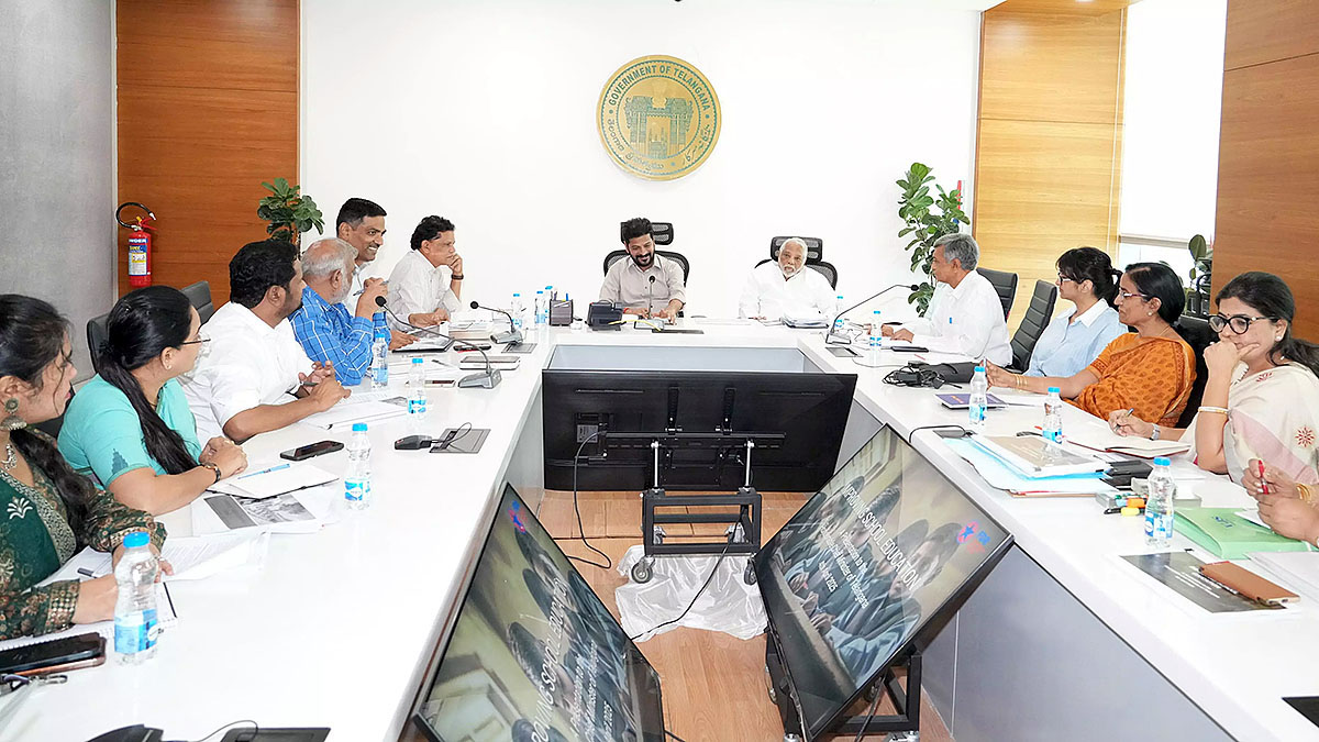 Telangana government officials discussing new fee reimbursement policy in high-level meeting