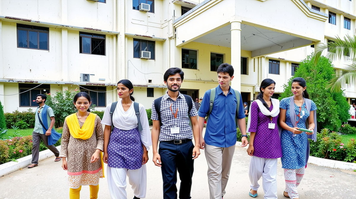Telangana students walking on campus amid uncertainty over new fee reimbursement rules