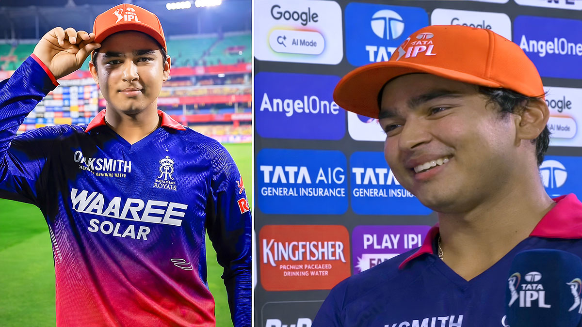 Vaibhav Suryavanshi wearing orange cap IPL 2026 interview moment
