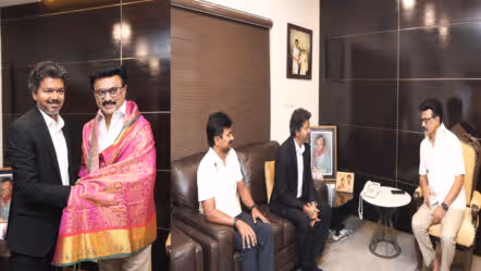 మాజీ సీఎం స్టాలిన్ తో సీఎం విజయ్ భేటీ