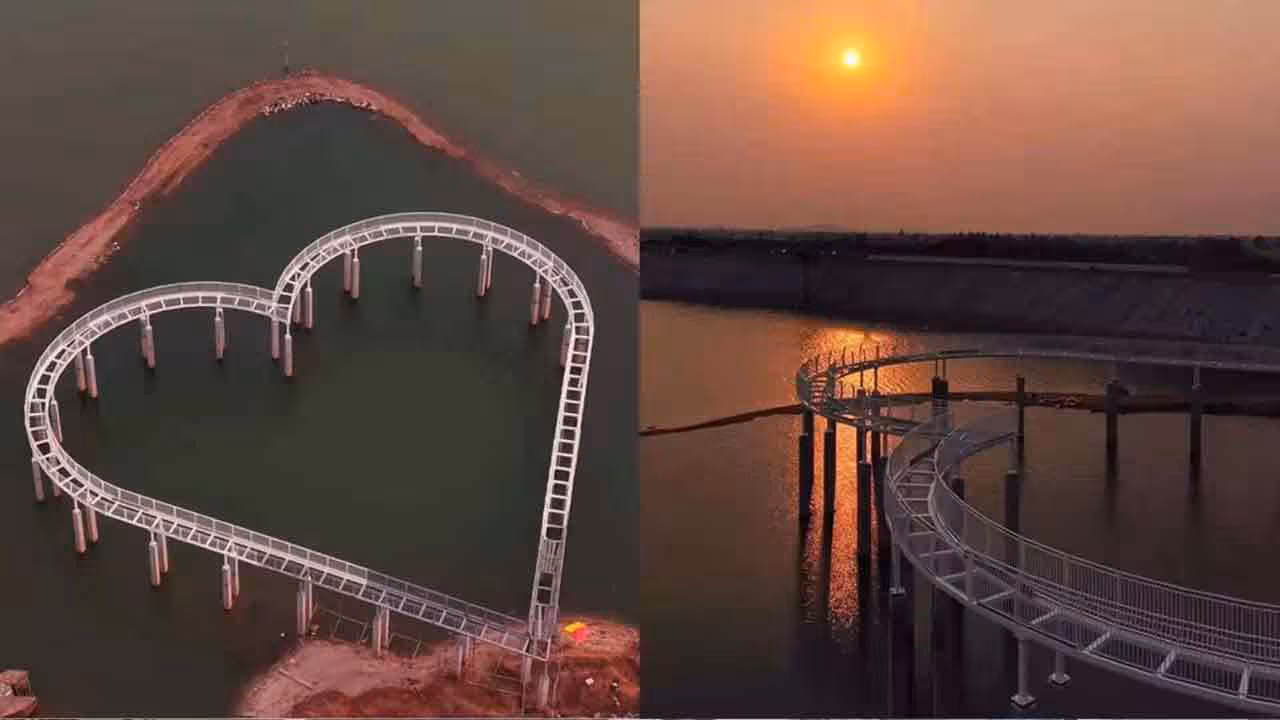 Glass Bridge | హృద‌యాకారంలో గ్లాస్ బ్రిడ్జి.. ప్రేమికుల‌ను ఆక‌ర్షిస్తోన్న ఎల్ల‌మ్మ చెరువు