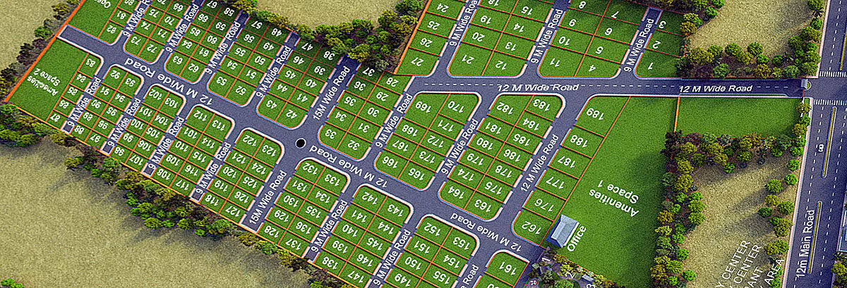 Detailed plotted layout map showing roads, plot numbers and divisions under layout regularisation scheme
