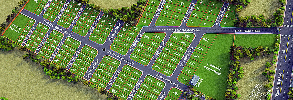 Detailed plotted layout map showing roads, plot numbers and divisions under layout regularisation scheme
