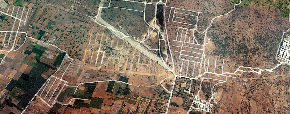 Aerial view of Mokila layout plots near Hyderabad