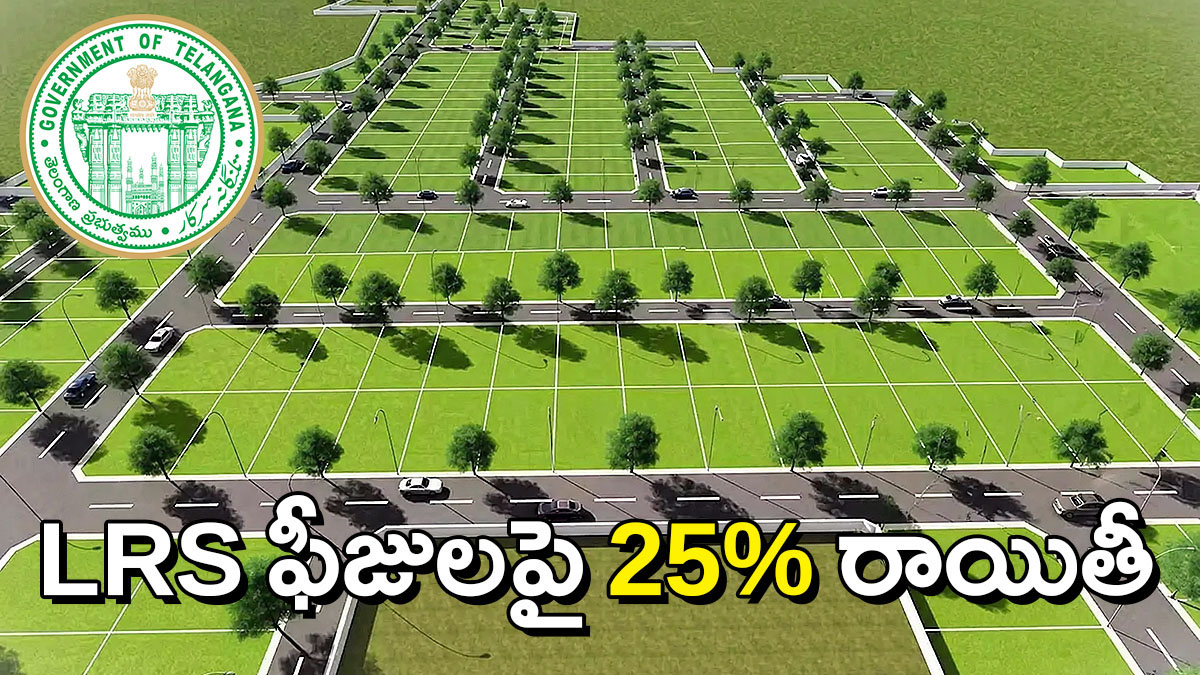 3D layout illustration showing plotted land development under Telangana LRS scheme with road network