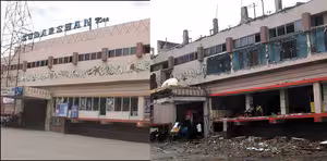 Sudarshan 70MM theatre at RTC Crossroads before and during redevelopment