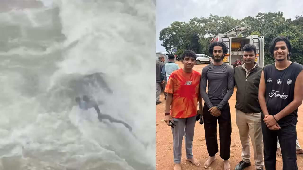 అదృష్టం అంటే వీరిదే..జలపాతంలో కొట్టుకుపోతూ బతికేశారు!