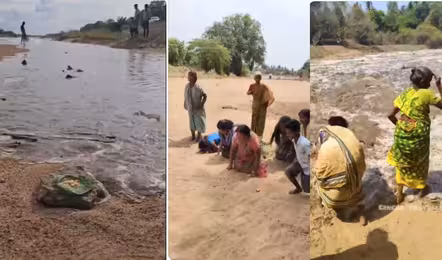 కావేరి నది జలాలకు తమిళ ప్రజల సాంప్రదాయ పూజలు..వైరల్