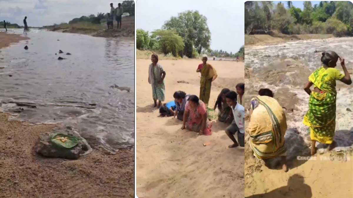 కావేరి నది జలాలకు తమిళ ప్రజల సాంప్రదాయ పూజలు..వైరల్